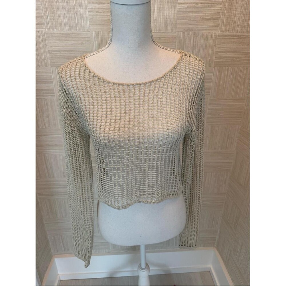 Emory Park Women's Tan and Silver Crop-top